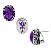 SE-7990-AM Sterling Silver Earring With Amethyst Q. Jewelry Bali Designs Inc